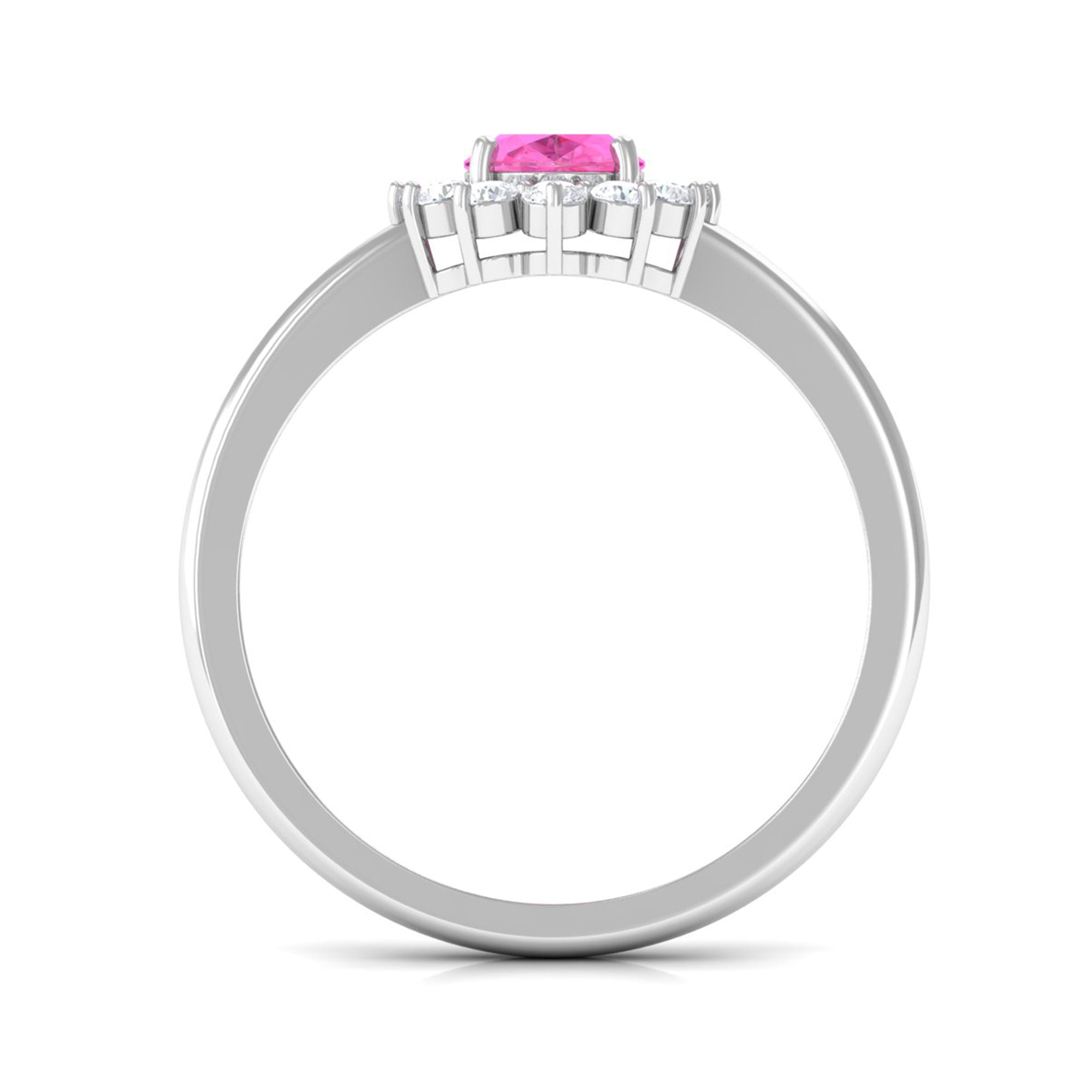 Princess Diana Inspired Oval Cut Pink Sapphire Engagement Ring Diamond Halo Pink Sapphire - ( AAA ) - Quality - Rosec Jewels