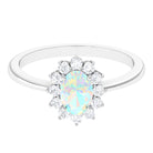 1.25 CT Princess Diana Inspired Oval Shape Ethiopian Opal Engagement Ring Diamond Halo Ethiopian Opal - ( AAA ) - Quality - Rosec Jewels