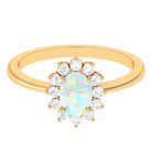 1.25 CT Princess Diana Inspired Oval Shape Ethiopian Opal Engagement Ring Diamond Halo Ethiopian Opal - ( AAA ) - Quality - Rosec Jewels