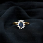 Created Blue Sapphire Princess Diana Inspired Engagement Ring Lab Created Blue Sapphire - ( AAAA ) - Quality - Rosec Jewels