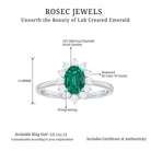 Princess Diana Inspired Created Emerald Engagement Ring with Diamond Lab Created Emerald - ( AAAA ) - Quality - Rosec Jewels