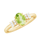 3/4 CT Natural Oval Cut Peridot Classic Engagement Ring with Diamond Peridot - ( AAA ) - Quality - Rosec Jewels