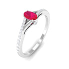 Split Shank Oval Ruby Engagement Ring with Diamond Ruby - ( AAA ) - Quality - Rosec Jewels