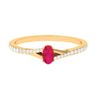 Split Shank Oval Ruby Engagement Ring with Diamond Ruby - ( AAA ) - Quality - Rosec Jewels