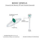 Oval Lab Grown Emerald Promise Ring with Diamond Split Shank Lab Created Emerald - ( AAAA ) - Quality - Rosec Jewels