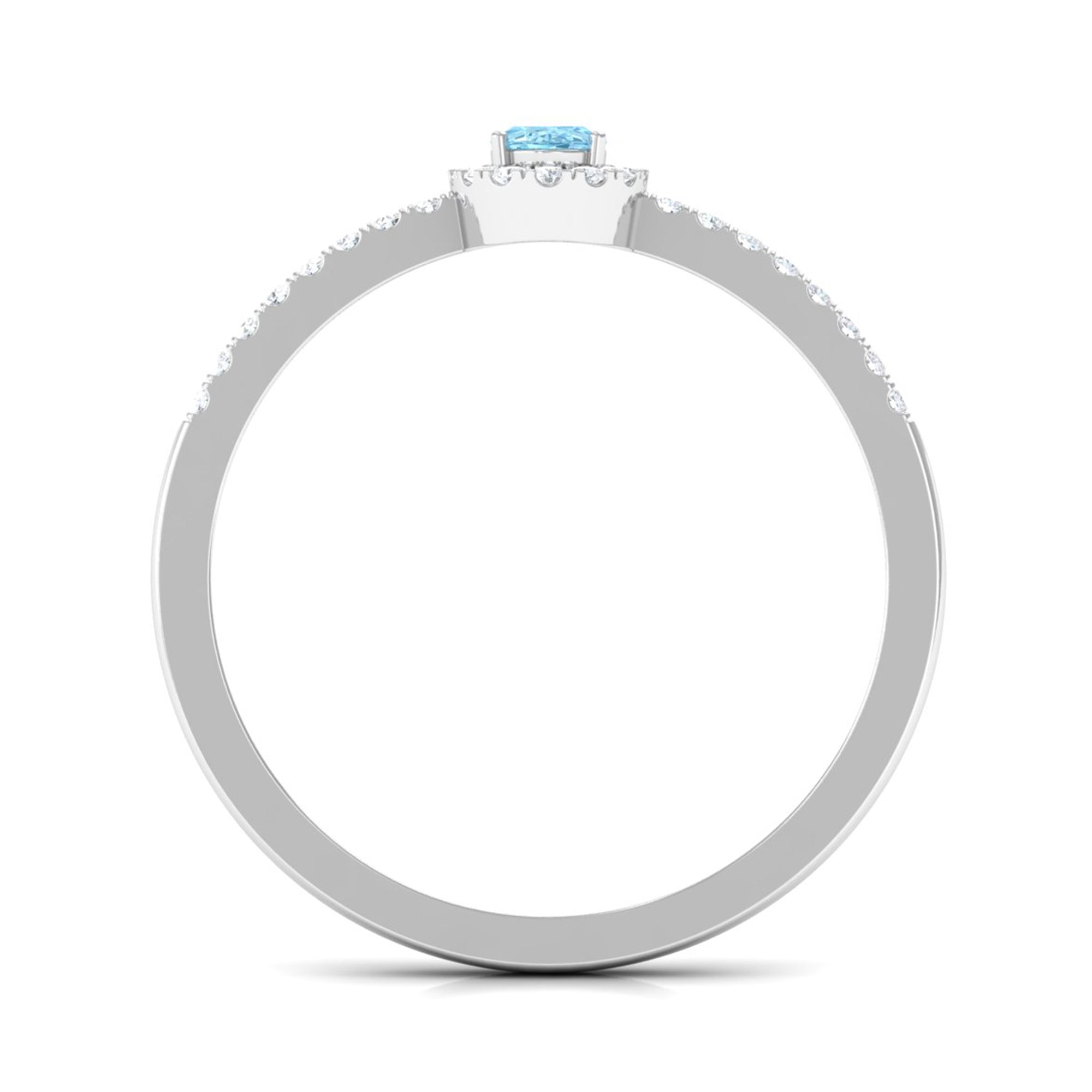 Oval Cut Aquamarine Diamond Halo Ring Aquamarine - ( AAA ) - Quality - Rosec Jewels