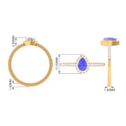 Pear Shape Tanzanite and Diamond Halo Ring Tanzanite - ( AAA ) - Quality - Rosec Jewels