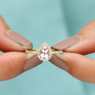 Real Morganite Classic Engagement Ring With Diamond Halo Morganite - ( AAA ) - Quality - Rosec Jewels