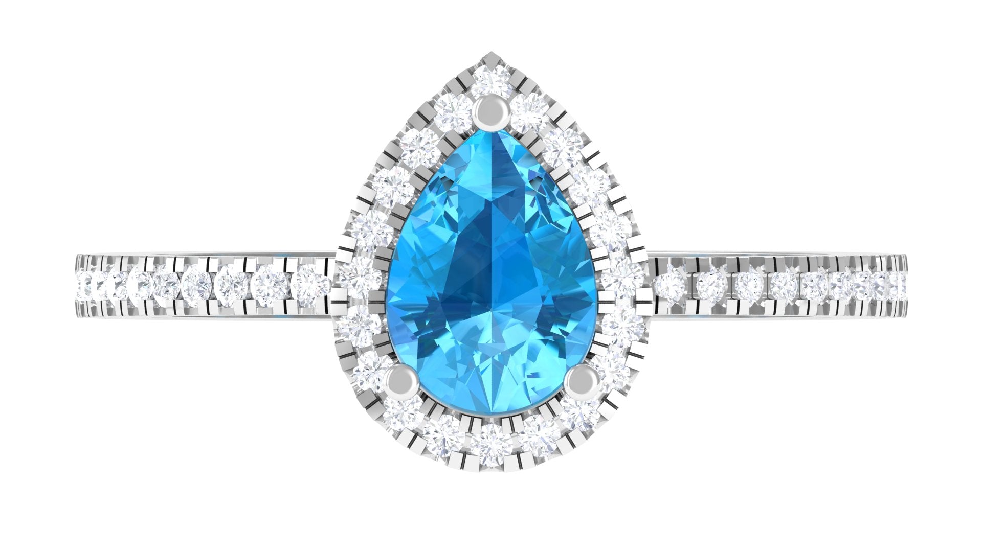 Minimal Swiss Blue Topaz Engagement Ring with Diamond Accent Swiss Blue Topaz - ( AAA ) - Quality - Rosec Jewels