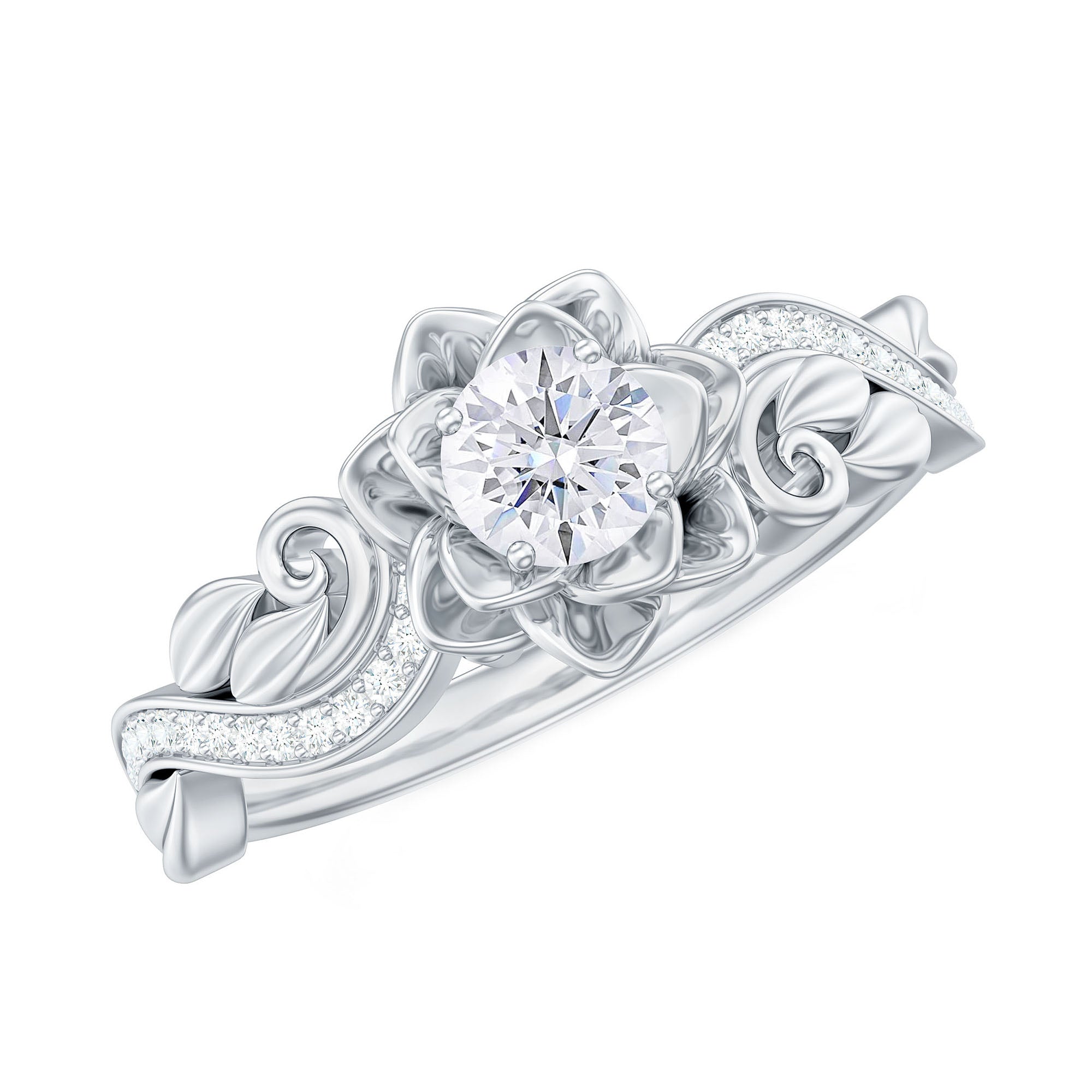 Rosec Jewels-Flower Inspired Moissanite Engagement Ring