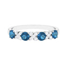 Elegant London Blue Topaz and Diamond Half Eternity Band Ring London Blue Topaz - ( AAA ) - Quality - Rosec Jewels