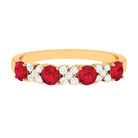 1 CT Elegant Created Ruby and Diamond Half Eternity Ring Lab Created Ruby - ( AAAA ) - Quality - Rosec Jewels