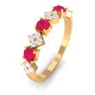 Classic Ruby and Diamond Half Eternity Ring Ruby - ( AAA ) - Quality - Rosec Jewels