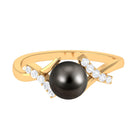 Tahitian Pearl Solitaire Ring with Diamond Accent Tahitian pearl - ( AAA ) - Quality - Rosec Jewels