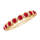 Minimal Created Ruby Half Eternity Ring in Bezel Setting Lab Created Ruby - ( AAAA ) - Quality - Rosec Jewels