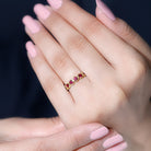 Minimal Created Ruby Half Eternity Ring in Bezel Setting Lab Created Ruby - ( AAAA ) - Quality - Rosec Jewels