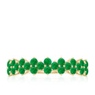 Minimal Emerald Cluster Half Eternity Ring in Prong Setting Emerald - ( AAA ) - Quality - Rosec Jewels