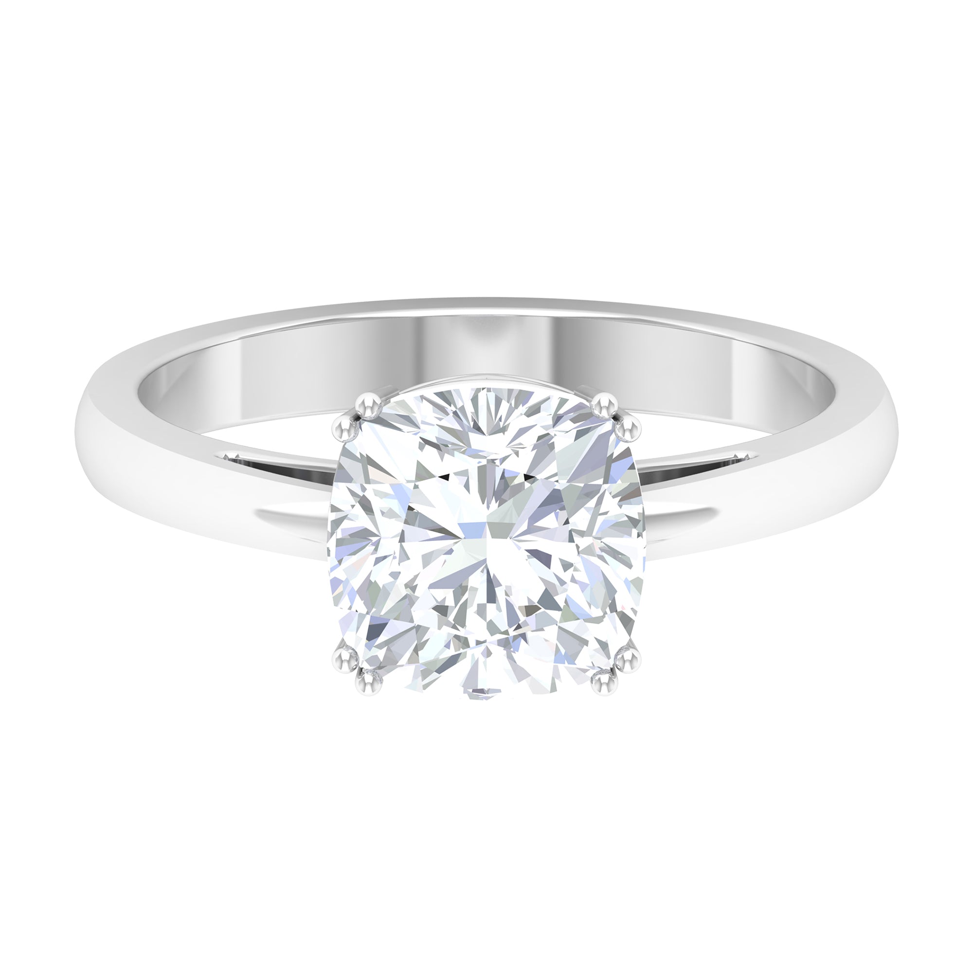 Cushion Cut Certified Moissanite Solitaire Engagement Ring Moissanite - ( D-VS1 ) - Color and Clarity - Rosec Jewels