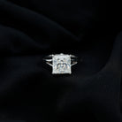 Rosec Jewels-8 MM Princess Cut Moissanite Solitaire Ring in Prong Setting and Hidden Style with Split Shank