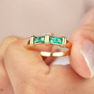 Princess Cut Emerald Band Ring in Channel Setting Emerald - ( AAA ) - Quality - Rosec Jewels