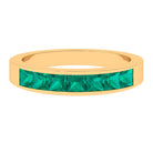 Princess Cut Created Emerald Half Eternity Band Ring in Channel Setting Lab Created Emerald - ( AAAA ) - Quality - Rosec Jewels