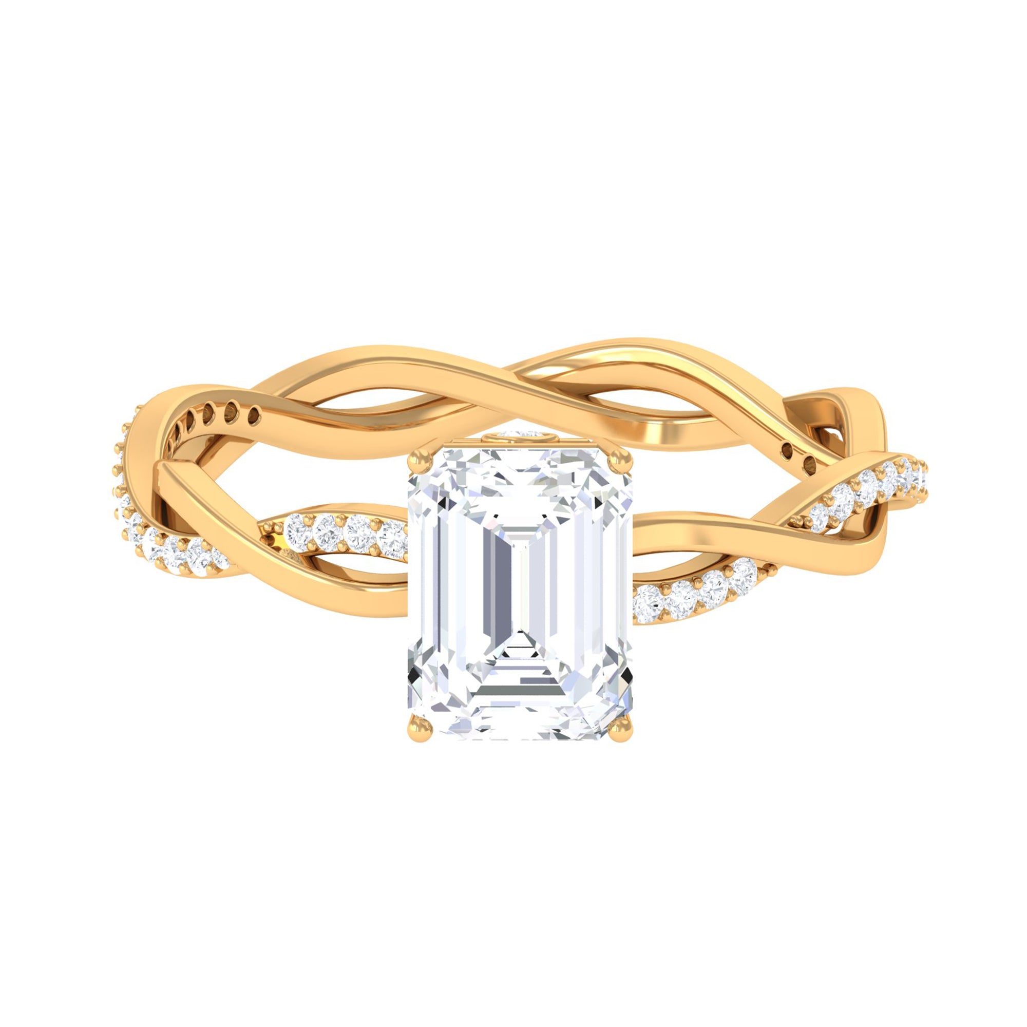 2 CT Octagon Cut Moissanite Solitaire Braided Gold Ring Moissanite - ( D-VS1 ) - Color and Clarity - Rosec Jewels