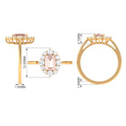 Classic Morganite Halo Engagement Ring with Diamond Morganite - ( AAA ) - Quality - Rosec Jewels