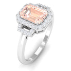 2.25 CT Emerald Cut Morganite Cocktail Engagement Ring with Diamond Morganite - ( AAA ) - Quality - Rosec Jewels