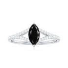 1 CT Split Shank Marquise Cut Black Spinel and Diamond Ring Black Spinel - ( AAA ) - Quality - Rosec Jewels