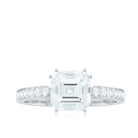 3.50 CT Asscher Cut Moissanite Solitaire Engagement Ring with Side Stones Moissanite - ( D-VS1 ) - Color and Clarity - Rosec Jewels