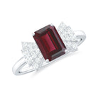 2.50 CT Designer Rhodolite Solitaire Ring with Diamond Stones Rhodolite - ( AAA ) - Quality - Rosec Jewels