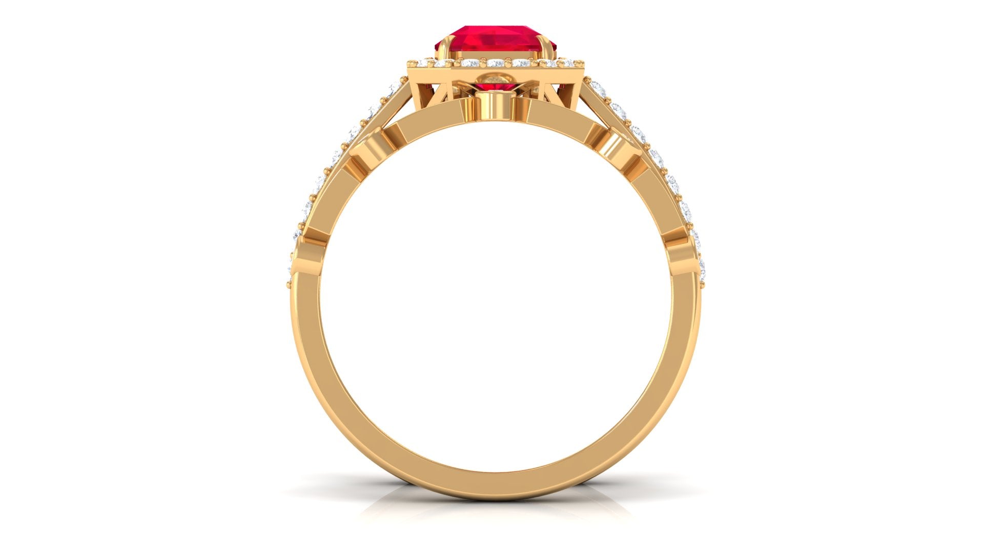 Asscher Created Ruby Stackable Ring Set Lab Created Ruby - ( AAAA ) - Quality - Rosec Jewels