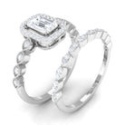 Cubic Zirconia Designer Solitaire Bridal Ring Set with Band Zircon - ( AAAA ) - Quality - Rosec Jewels