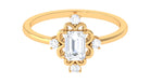 1 CT Solitaire Zircon Vintage Engagement Ring in Gold Zircon - ( AAAA ) - Quality - Rosec Jewels