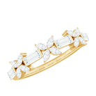 Marquise and Baguette Cut Simulated Diamond Flower Half Eternity Ring Zircon - ( AAAA ) - Quality - Rosec Jewels