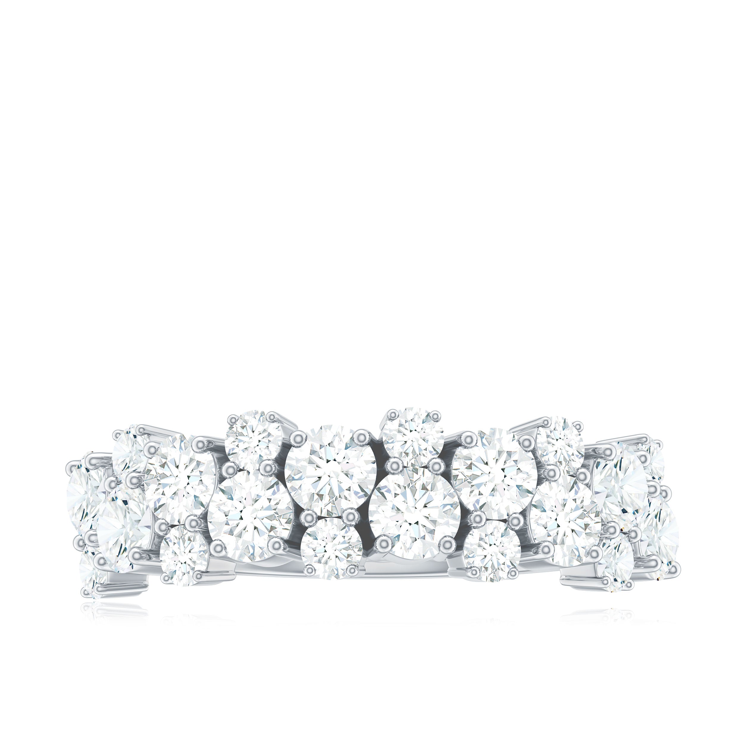 1.50 CT Round Cubic Zirconia Cluster Half Eternity Ring Zircon - ( AAAA ) - Quality - Rosec Jewels