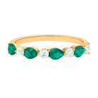 0.75 CT Pear Emerald and Moissanite Alternate Half Eternity Ring Emerald - ( AAA ) - Quality - Rosec Jewels