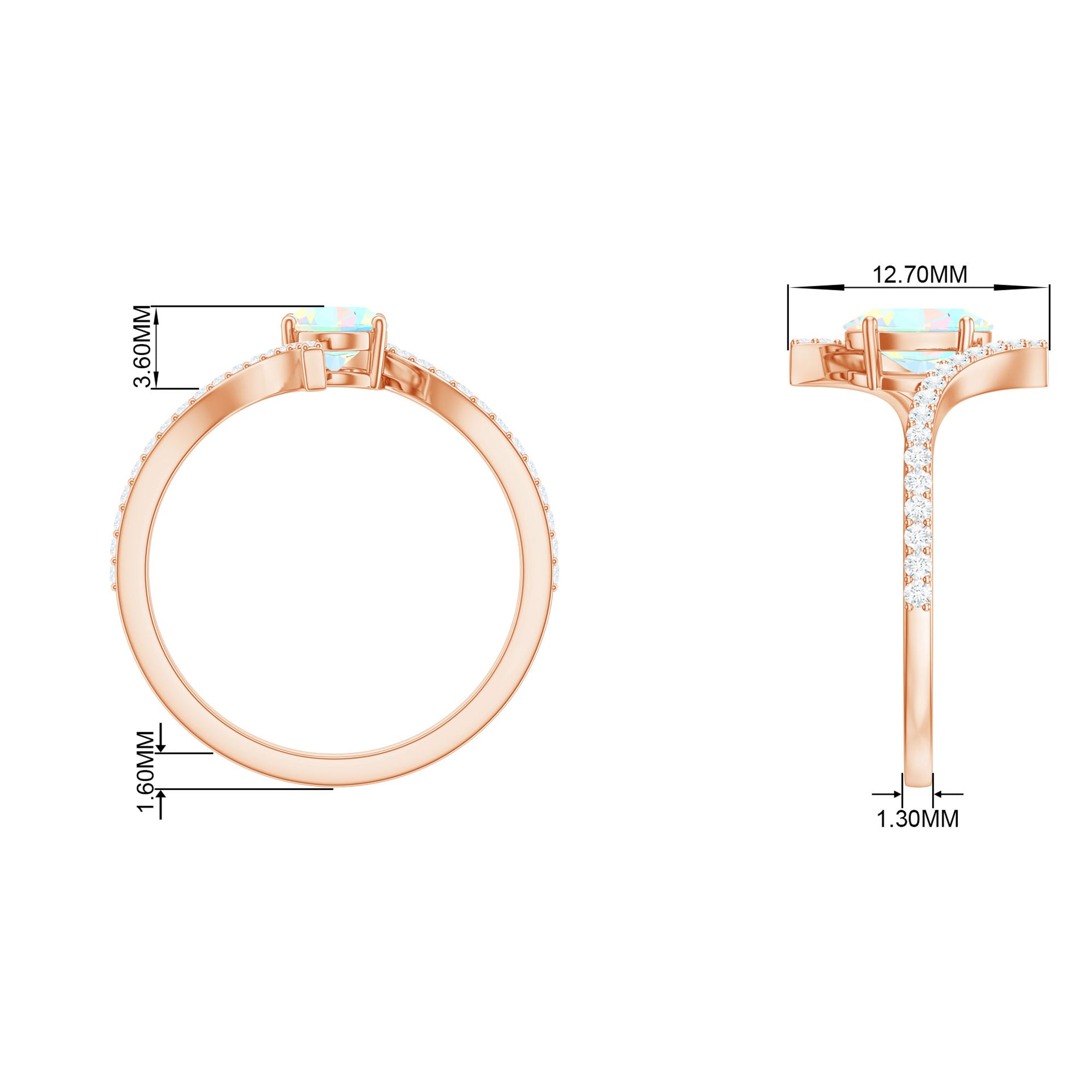 1.25 CT Oval Ethiopian Opal Solitaire Bypass Ring with Diamond Ethiopian Opal - ( AAA ) - Quality - Rosec Jewels