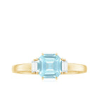 Claw Set Asscher Cut Sky Blue Topaz Solitaire Engagement Ring with Diamond Sky Blue Topaz - ( AAA ) - Quality - Rosec Jewels