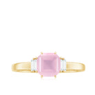 Claw Set Asscher Cut Rose Quartz Solitaire Engagement Ring with Diamond Rose Quartz - ( AAA ) - Quality - Rosec Jewels