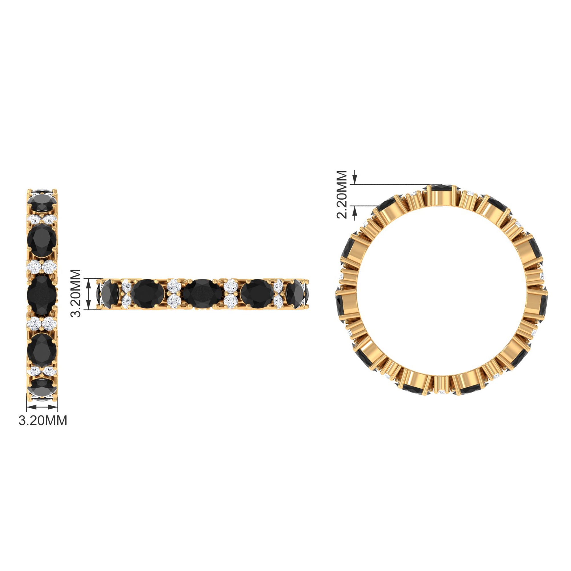 Oval Cut Created Black Diamond East West Eternity Ring with Accent Lab Created Black Diamond - ( AAAA ) - Quality - Rosec Jewels