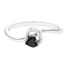 Heart Shape Black Onyx and Diamond Twisted Promise Ring Black Onyx - ( AAA ) - Quality - Rosec Jewels