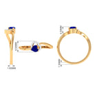 Heart Shape Created Blue Sapphire and Diamond Twisted Promise Ring Lab Created Blue Sapphire - ( AAAA ) - Quality - Rosec Jewels