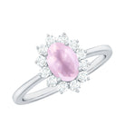 Princess Diana Inspired Rose Quartz Ring with Diamond Halo Rose Quartz - ( AAA ) - Quality - Rosec Jewels