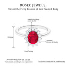 1.50 CT Princess Diana Inspired Created Ruby and Diamond Ring Lab Created Ruby - ( AAAA ) - Quality - Rosec Jewels