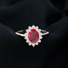 1.50 CT Princess Diana Inspired Created Ruby and Diamond Ring Lab Created Ruby - ( AAAA ) - Quality - Rosec Jewels