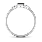 Octagon Created Black Diamond Solitaire Engagement Ring with Diamond Trio Lab Created Black Diamond - ( AAAA ) - Quality - Rosec Jewels