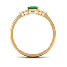 Octagon Created Emerald Solitaire Engagement Ring with Diamond Trio Lab Created Emerald - ( AAAA ) - Quality - Rosec Jewels