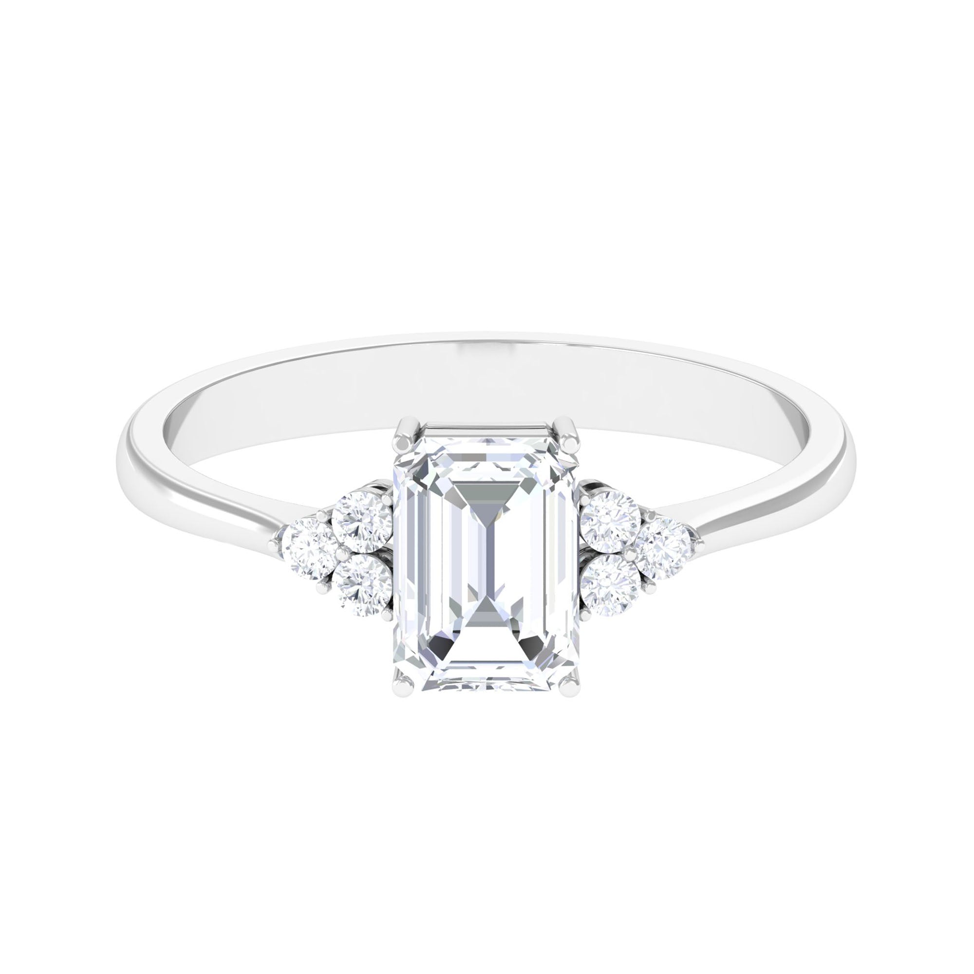 2 CT Octagon Cut Simulated Diamond Trio Engagement Ring Zircon - ( AAAA ) - Quality - Rosec Jewels