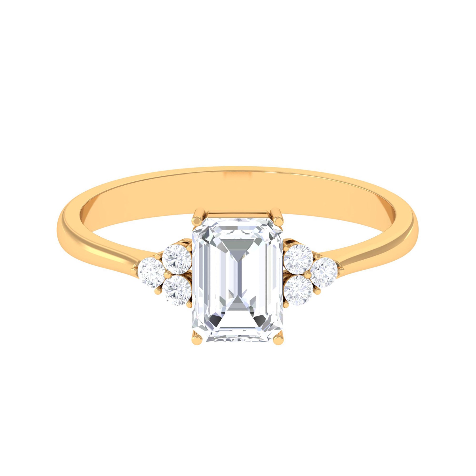 2 CT Octagon Cut Simulated Diamond Trio Engagement Ring Zircon - ( AAAA ) - Quality - Rosec Jewels